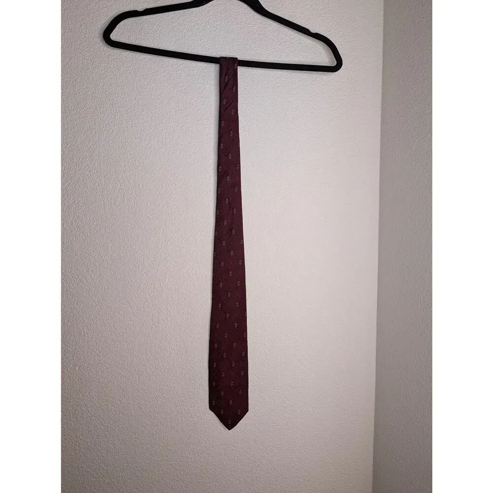 VTG Christian Dior Le Connaisseur Italian Silk Burgundy Tie Men Academia Work